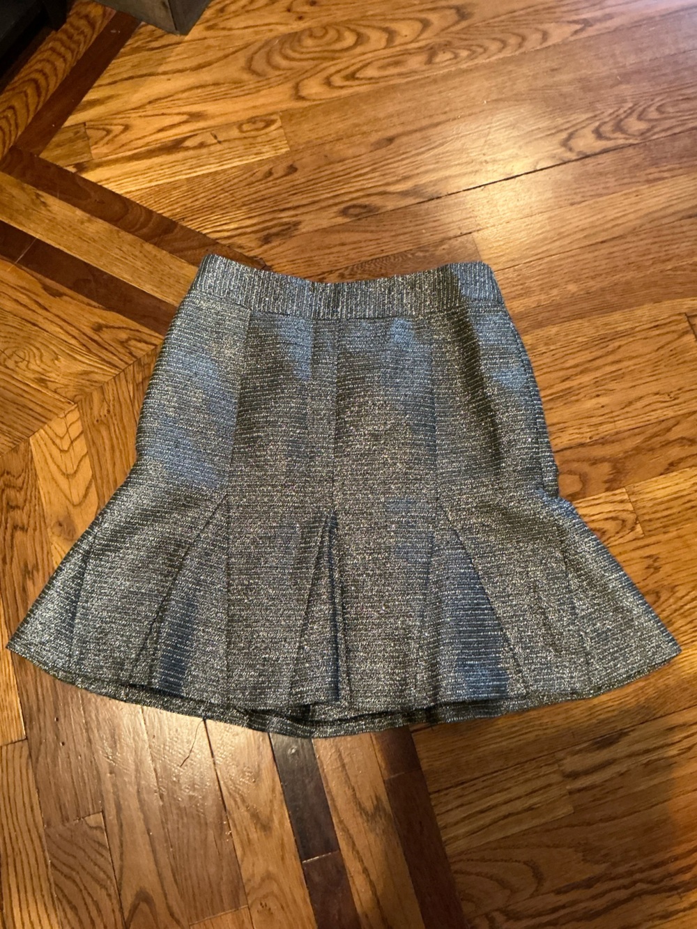 Banana Republic Metallic Gray Flared Knit Skirt Size 2